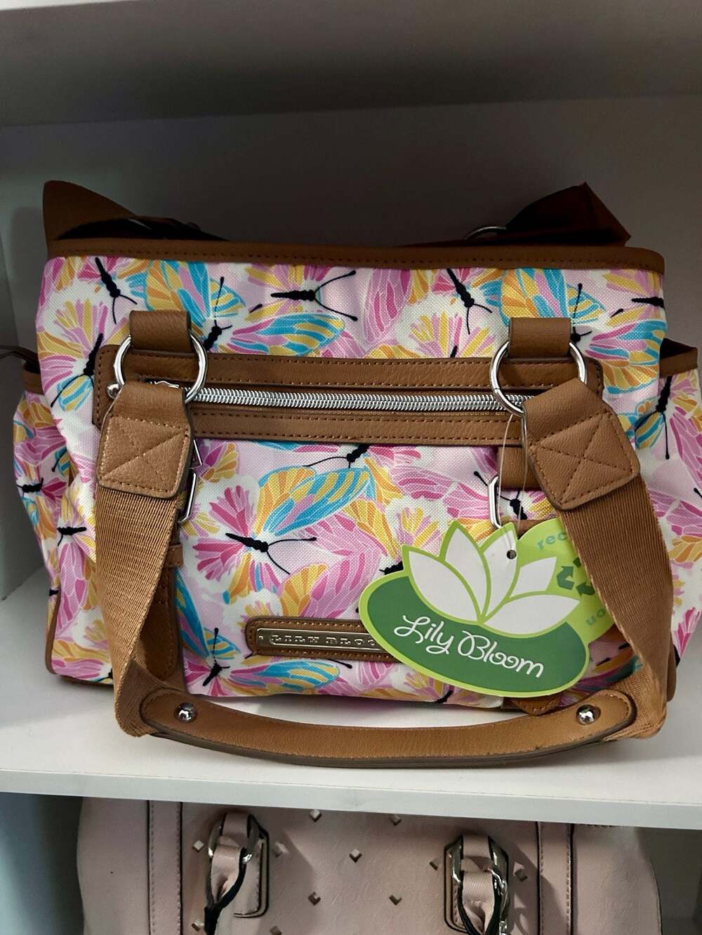 Lily Bloom Butterfly Print Satchel Handbag